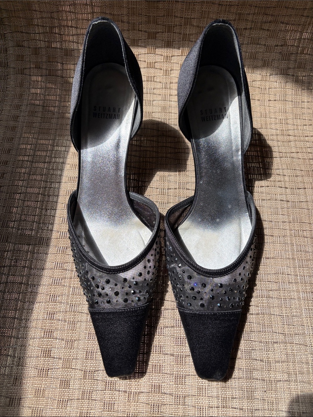 Stuart Weitzman Black Jeweled D'Orsay Pumps